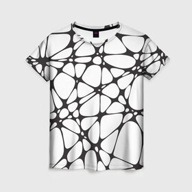 Женская футболка 3D с принтом Абстракция Паутинная , 100% полиэфир ( синтетическое хлопкоподобное полотно) | прямой крой, круглый вырез горловины, длина до линии бедер | Тематика изображения на принте: abstract | cobweb | intersection | line | net | web | абстракция | линия | паутина | паутинка | пересечения