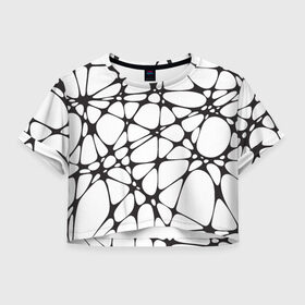 Женская футболка Crop-top 3D с принтом Абстракция Паутинная , 100% полиэстер | круглая горловина, длина футболки до линии талии, рукава с отворотами | abstract | cobweb | intersection | line | net | web | абстракция | линия | паутина | паутинка | пересечения
