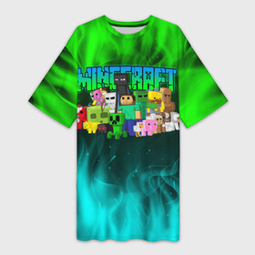 Платье-футболка 3D с принтом Minecraft | Майнкрафт ,  |  | craft | creeper | game | mine | minecraft | pixel | roblox | блоки | грифер | игры | квадраты | компьютерная игра | крипер | маинкрафт | майн | майнкравт | майнкрафт | маркус перссон | пиксель | роблокс | шахта