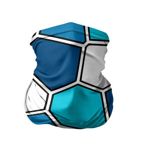Бандана-труба 3D с принтом Ледяной витраж , 100% полиэстер, ткань с особыми свойствами — Activecool | плотность 150‒180 г/м2; хорошо тянется, но сохраняет форму | витраж | геометрия | зенит | сетка | синий | соты | футбол
