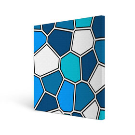 Холст квадратный с принтом Ледяной витраж , 100% ПВХ |  | витраж | геометрия | зенит | сетка | синий | соты | футбол