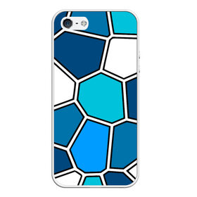 Чехол для iPhone 5/5S матовый с принтом Ледяной витраж , Силикон | Область печати: задняя сторона чехла, без боковых панелей | витраж | геометрия | зенит | сетка | синий | соты | футбол
