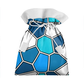Подарочный 3D мешок с принтом Ледяной витраж , 100% полиэстер | Размер: 29*39 см | Тематика изображения на принте: витраж | геометрия | зенит | сетка | синий | соты | футбол