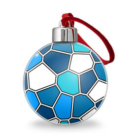 Ёлочный шар с принтом Ледяной витраж , Пластик | Диаметр: 77 мм | Тематика изображения на принте: витраж | геометрия | зенит | сетка | синий | соты | футбол