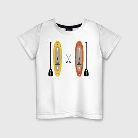 Детская футболка хлопок с принтом сап серфинг , 100% хлопок | круглый вырез горловины, полуприлегающий силуэт, длина до линии бедер | Тематика изображения на принте: serfing | sup boarding | sup serfing | sup серфинг | сап серфинг | серфинг
