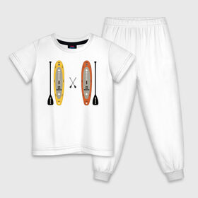 Детская пижама хлопок с принтом сап серфинг , 100% хлопок |  брюки и футболка прямого кроя, без карманов, на брюках мягкая резинка на поясе и по низу штанин
 | Тематика изображения на принте: serfing | sup boarding | sup serfing | sup серфинг | сап серфинг | серфинг