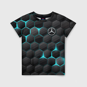 Детская футболка 3D с принтом Mercedes-Benz , 100% гипоаллергенный полиэфир | прямой крой, круглый вырез горловины, длина до линии бедер, чуть спущенное плечо, ткань немного тянется | cell | germany | mercedes benz | pattern | prestige | германия | мерседес | престиж | соты | узор