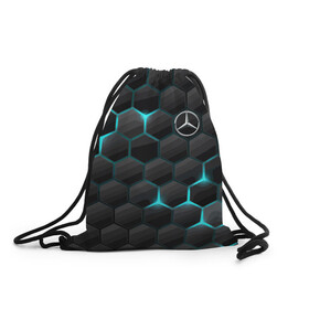 Рюкзак-мешок 3D с принтом Mercedes-Benz , 100% полиэстер | плотность ткани — 200 г/м2, размер — 35 х 45 см; лямки — толстые шнурки, застежка на шнуровке, без карманов и подкладки | cell | germany | mercedes benz | pattern | prestige | германия | мерседес | престиж | соты | узор