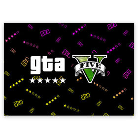 Поздравительная открытка с принтом GTA 5 / ГТА 5 , 100% бумага | плотность бумаги 280 г/м2, матовая, на обратной стороне линовка и место для марки
 | andreas | auto | game | games | grand | gta | gta 5 | gta online | gta5 | gtaonline | logo | online | san | theft | unf | автоугонщик | андреас | великий | гта | гта 5 | гта онлайн | гта5 | гтаонлайн | игра | игры | лого | логотипы | онлайн | пеф