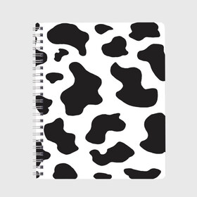 Тетрадь с принтом COW PRINT , 100% бумага | 48 листов, плотность листов — 60 г/м2, плотность картонной обложки — 250 г/м2. Листы скреплены сбоку удобной пружинной спиралью. Уголки страниц и обложки скругленные. Цвет линий — светло-серый
 | Тематика изображения на принте: animals | cow | cow print | корова | коровий принт