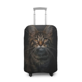Чехол для чемодана 3D с принтом Кот усатый , 86% полиэфир, 14% спандекс | двустороннее нанесение принта, прорези для ручек и колес | cat | кот | котёнок | котик | кошка | мейн кун | полосатый | пушистый | усатый