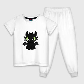 Детская пижама хлопок с принтом Беззубик , 100% хлопок |  брюки и футболка прямого кроя, без карманов, на брюках мягкая резинка на поясе и по низу штанин
 | dragon | беззубик | дракон | дракончик | черный дракон