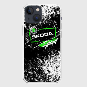 Чехол для iPhone 13 mini с принтом SKODA SPORT ,  |  | auto | autosport | avto | car | race | road | skoda | sport | street racing | авто | автоспорт | гонки | дорога | марка | машина | спорт | тачка | трасса | шкода