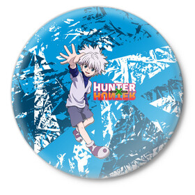 Значок с принтом Киллуа Hunter x Hunter ,  металл | круглая форма, металлическая застежка в виде булавки | Тематика изображения на принте: anime | hunter | hunter x hunter | killua | zoldyck | аниме | зодиак | охотник | охотники