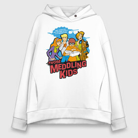 Женское худи Oversize хлопок с принтом Meddling Kids , френч-терри — 70% хлопок, 30% полиэстер. Мягкий теплый начес внутри —100% хлопок | боковые карманы, эластичные манжеты и нижняя кромка, капюшон на магнитной кнопке | norville shaggy rogers | scooby doo | shaggy | vdzabma | норвилл шэгги роджерс | скуби ду | шэгги