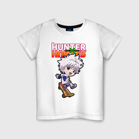 Детская футболка хлопок с принтом Киллуа Hunter x Hunter , 100% хлопок | круглый вырез горловины, полуприлегающий силуэт, длина до линии бедер | anime | hunter | hunter x hunter | killua | zoldyck | аниме | зодиак | охотник | охотники
