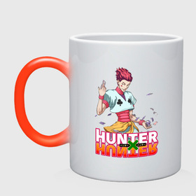 Кружка хамелеон с принтом Хисока Hunter x Hunter , керамика | меняет цвет при нагревании, емкость 330 мл | Тематика изображения на принте: anime | hunter | hunter x hunter | zoldyck | аниме | зодиак | охотник | охотники | хисока