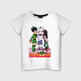 Детская футболка хлопок с принтом Хантер три героя , 100% хлопок | круглый вырез горловины, полуприлегающий силуэт, длина до линии бедер | anime | hunter | hunter x hunter | killua | zoldyck | аниме | зодиак | охотник | охотники