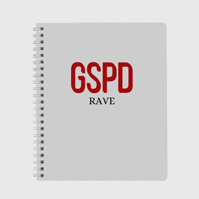 Тетрадь с принтом GSPD rave , 100% бумага | 48 листов, плотность листов — 60 г/м2, плотность картонной обложки — 250 г/м2. Листы скреплены сбоку удобной пружинной спиралью. Уголки страниц и обложки скругленные. Цвет линий — светло-серый
 | gspd | music | rave | гспд | гспд.