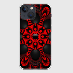 Чехол для iPhone 13 mini с принтом Красный цветок ,  |  | драгоценные камни | драгоценный камень | красный | неон | тёмный | цветок | черный