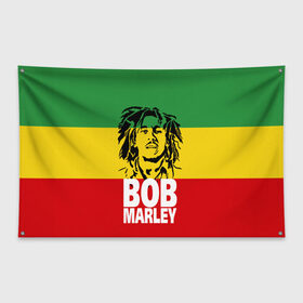 Флаг-баннер с принтом Bob Marley , 100% полиэстер | размер 67 х 109 см, плотность ткани — 95 г/м2; по краям флага есть четыре люверса для крепления | bob | bob marley | движение | музыка | рэгги | свобода | стиль | счастье | ямайка