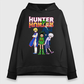 Женское худи Oversize хлопок с принтом Hunter x Hunter , френч-терри — 70% хлопок, 30% полиэстер. Мягкий теплый начес внутри —100% хлопок | боковые карманы, эластичные манжеты и нижняя кромка, капюшон на магнитной кнопке | anime | hunter x hunter | аниме | гон фрикс | манга | охотник х охотник | хантер хантер | хантеры