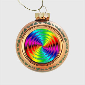 Стеклянный ёлочный шар с принтом Цветной гипноз , Стекло | Диаметр: 80 мм | насыщенные цвета | радуга | спираль | цвет | цвета | яркие цвета | ярко