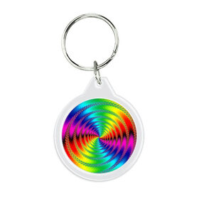 Брелок круглый с принтом Цветной гипноз , пластик и полированная сталь | круглая форма, металлическое крепление в виде кольца | насыщенные цвета | радуга | спираль | цвет | цвета | яркие цвета | ярко