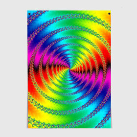 Постер с принтом Цветной гипноз , 100% бумага
 | бумага, плотность 150 мг. Матовая, но за счет высокого коэффициента гладкости имеет небольшой блеск и дает на свету блики, но в отличии от глянцевой бумаги не покрыта лаком | насыщенные цвета | радуга | спираль | цвет | цвета | яркие цвета | ярко