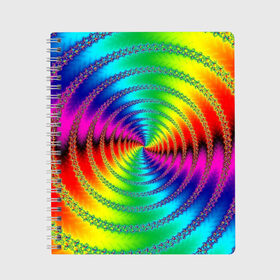 Тетрадь с принтом Цветной гипноз , 100% бумага | 48 листов, плотность листов — 60 г/м2, плотность картонной обложки — 250 г/м2. Листы скреплены сбоку удобной пружинной спиралью. Уголки страниц и обложки скругленные. Цвет линий — светло-серый
 | Тематика изображения на принте: насыщенные цвета | радуга | спираль | цвет | цвета | яркие цвета | ярко