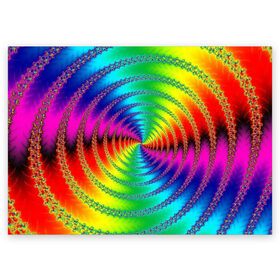 Поздравительная открытка с принтом Цветной гипноз , 100% бумага | плотность бумаги 280 г/м2, матовая, на обратной стороне линовка и место для марки
 | насыщенные цвета | радуга | спираль | цвет | цвета | яркие цвета | ярко