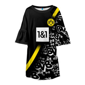 Детское платье 3D с принтом Dortmund 2020/2021 ФОРМА , 100% полиэстер | прямой силуэт, чуть расширенный к низу. Круглая горловина, на рукавах — воланы | 09 | borussia | borussia dortmund | bvb | bvb 09 | dortmund | fc | football club | sport | боруссия | дортмунд | спортивные | униформа | фирменые цвета | фк | футбольный клуб