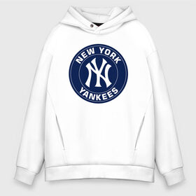 Мужское худи Oversize хлопок с принтом New York Yankees , френч-терри — 70% хлопок, 30% полиэстер. Мягкий теплый начес внутри —100% хлопок | боковые карманы, эластичные манжеты и нижняя кромка, капюшон на магнитной кнопке | 