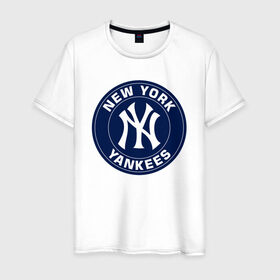 Мужская футболка хлопок с принтом New York Yankees , 100% хлопок | прямой крой, круглый вырез горловины, длина до линии бедер, слегка спущенное плечо. | Тематика изображения на принте: 