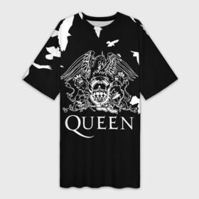 Платье-футболка 3D с принтом Queen ,  |  | Тематика изображения на принте: bohemian | brian | freddie | john | mercury | must go on | queen | rhapsody | roger | taylor | the miracle | the show | богемская | рапсодия | роджер тейлор | фредди меркьюри