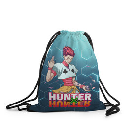 Рюкзак-мешок 3D с принтом Хисока Hunter x Hunter , 100% полиэстер | плотность ткани — 200 г/м2, размер — 35 х 45 см; лямки — толстые шнурки, застежка на шнуровке, без карманов и подкладки | anime | hunter | hunter x hunter | zoldyck | аниме | зодиак | охотник | охотники | хисока