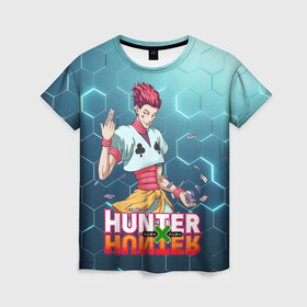 Женская футболка 3D с принтом Хисока Hunter x Hunter , 100% полиэфир ( синтетическое хлопкоподобное полотно) | прямой крой, круглый вырез горловины, длина до линии бедер | anime | hunter | hunter x hunter | zoldyck | аниме | зодиак | охотник | охотники | хисока