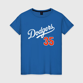 Женская футболка хлопок с принтом Los Angeles Dodgers , 100% хлопок | прямой крой, круглый вырез горловины, длина до линии бедер, слегка спущенное плечо | baseball | los angeles | sport.лос анджелес | team | usa | бейсбол | спорт | сша
