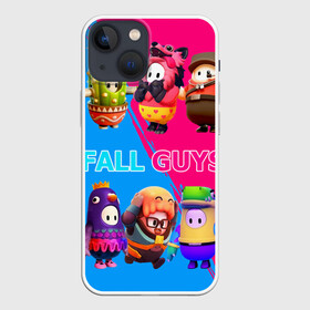 Чехол для iPhone 13 mini с принтом Fall Guys: ultimate knockout ,  |  | Тематика изображения на принте: baby | gordon freeman | scout | stars | vs | аниме | битва | велоцираптор | волк | герои | голубь | девочкам | детям | динозавр | звезды | кактус | королевская | красочный | логотипы игр | милые | неоновый | няшные | птица