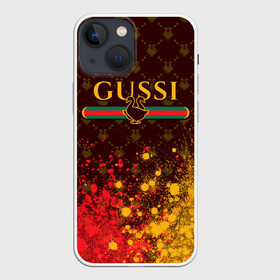 Чехол для iPhone 13 mini с принтом GUSSI   ГУСИ ,  |  | anti | antibrand | brand | fashion | gucci | gusi | gussi | logo | meme | memes | анти | антибренд | бренд | гуси | гуччи | забавные | лого | логотип | мем | мемы | мода | прикол | приколы | прикольные | символ