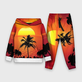 Детский костюм 3D (с толстовкой) с принтом Пальмы на фоне моря ,  |  | summer | восход | гаваи | гавайская | закат | лето | море | океан | отдых | отпуск | пальма | пальмы | солнце | туризм | туристическая