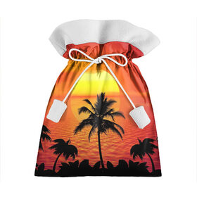 Подарочный 3D мешок с принтом Пальмы на фоне моря , 100% полиэстер | Размер: 29*39 см | summer | восход | гаваи | гавайская | закат | лето | море | океан | отдых | отпуск | пальма | пальмы | солнце | туризм | туристическая