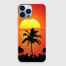 Чехол для iPhone 13 Pro Max с принтом Пальмы на фоне моря ,  |  | Тематика изображения на принте: summer | восход | гаваи | гавайская | закат | лето | море | океан | отдых | отпуск | пальма | пальмы | солнце | туризм | туристическая