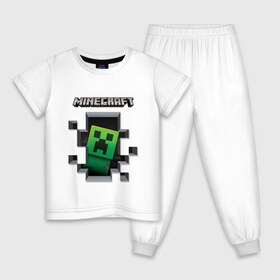 Детская пижама хлопок с принтом Майнкрафт , 100% хлопок |  брюки и футболка прямого кроя, без карманов, на брюках мягкая резинка на поясе и по низу штанин
 | creeper | minecraft | крипер | майнкрафт | пещера.