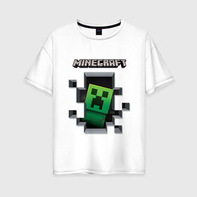 Женская футболка хлопок Oversize с принтом Майнкрафт , 100% хлопок | свободный крой, круглый ворот, спущенный рукав, длина до линии бедер
 | creeper | minecraft | крипер | майнкрафт | пещера.