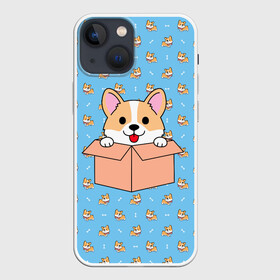 Чехол для iPhone 13 mini с принтом КОРГИ ,  |  | dog | dogs | весёлые собачки | еда | корги | корги с пиццей | косточка | кость | милые собачки | пицца | прикольные собачки | собаки | собачки