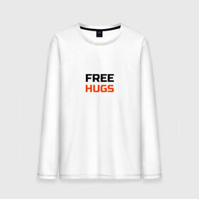 Мужской лонгслив хлопок с принтом free,hugs,бесплатные,обнимашки , 100% хлопок |  | 