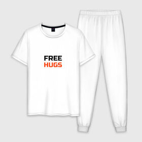 Мужская пижама хлопок с принтом free,hugs,бесплатные,обнимашки , 100% хлопок | брюки и футболка прямого кроя, без карманов, на брюках мягкая резинка на поясе и по низу штанин
 | Тематика изображения на принте: 
