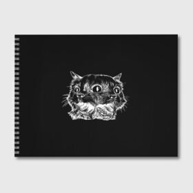 Альбом для рисования с принтом Чокнутый кот , 100% бумага
 | матовая бумага, плотность 200 мг. | cat | белый | звери | кот | кошка | черный