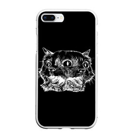 Чехол для iPhone 7Plus/8 Plus матовый с принтом Чокнутый кот , Силикон | Область печати: задняя сторона чехла, без боковых панелей | cat | белый | звери | кот | кошка | черный